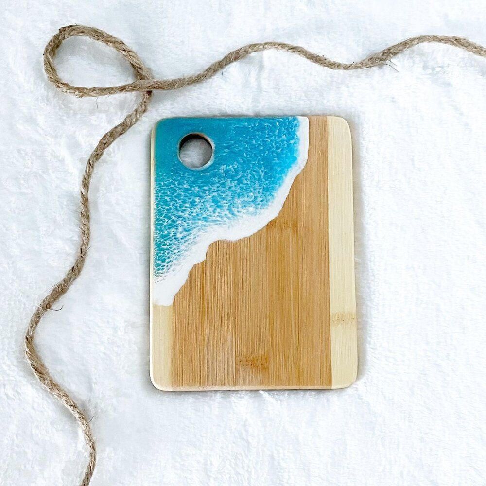 Coastal Ocean Wave Resin Art Small Bamboo Board